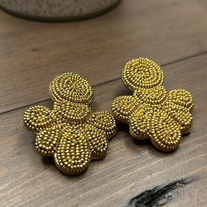 J. CREW STATEMENT EARRINGS GOLD BEADED